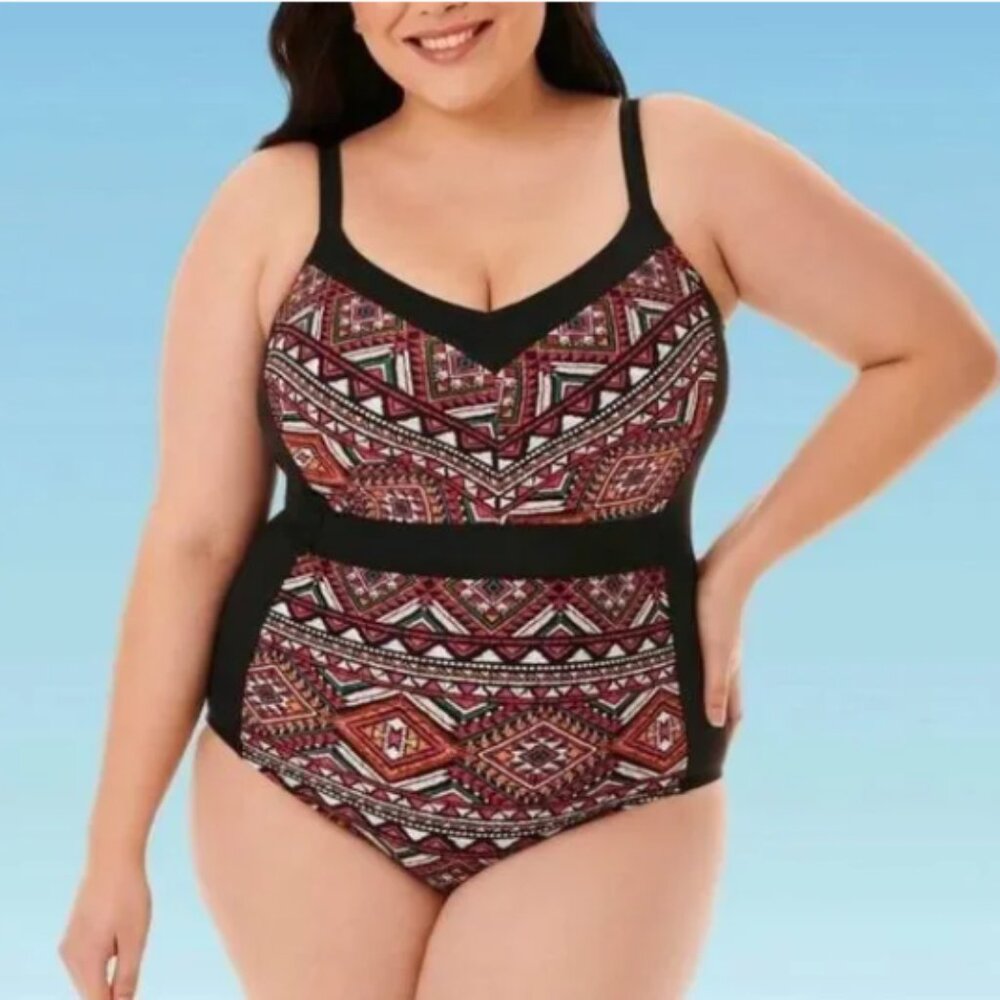 Women's Slimming Control Mesh Inset One Piece Swimsuit - Beach Betty by Miracle